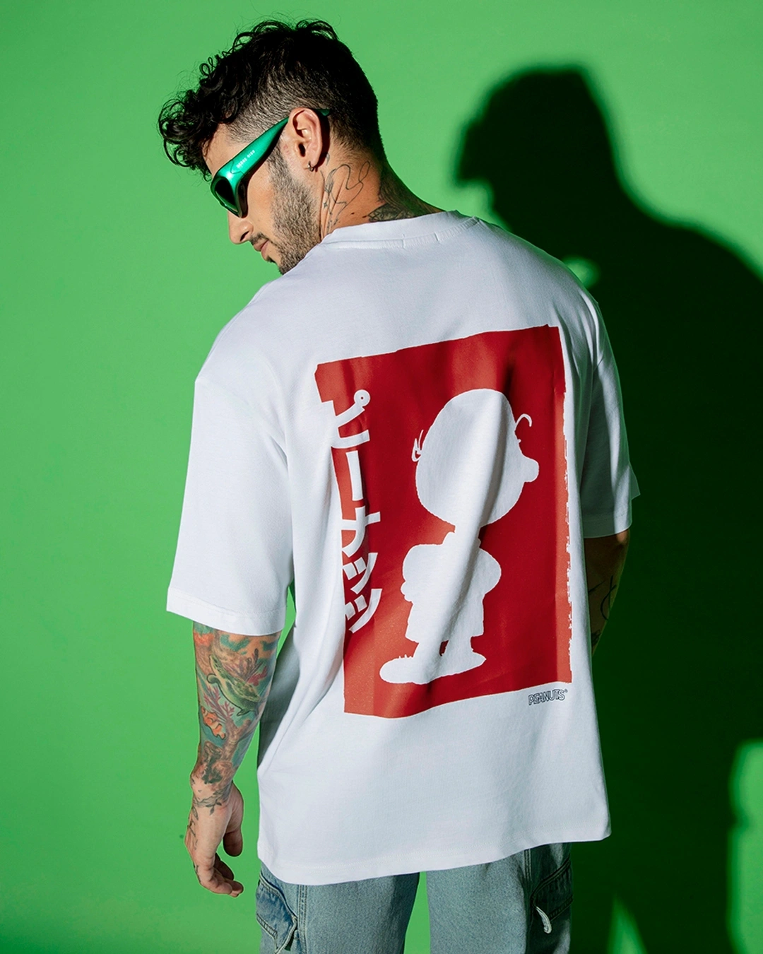 Men’s White Charlie Jap Graphic Printed Oversized T-shirt