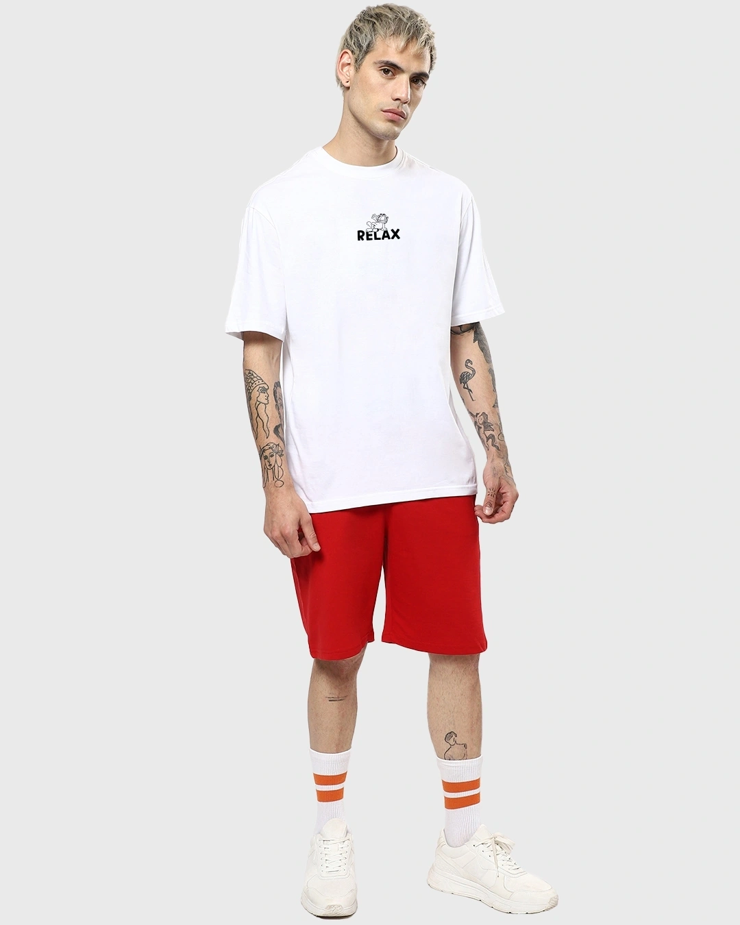 Men’s White Do Nothing Club Graphic Printed Oversized T-shirt